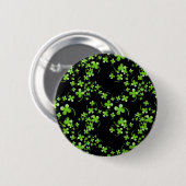 Hübsches Kleeblatt-Muster, grün auf schwarzem Zube Button (Vorne & Hinten)