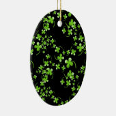 Hübsches Kleeblatt-Muster, grün auf schwarzem Zube Keramik Ornament (Rechts)