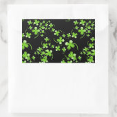 Hübsches Kleeblatt-Muster, grün auf schwarzem Zube Rechteckiger Aufkleber (Tasche)