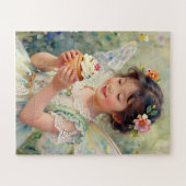 Hübsches kleines Feenmädchen mit einem Cupcake Puzzle (Horizontal)