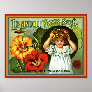 Hübsches kleines Mädchen Blume Haarkranz Vintages Poster