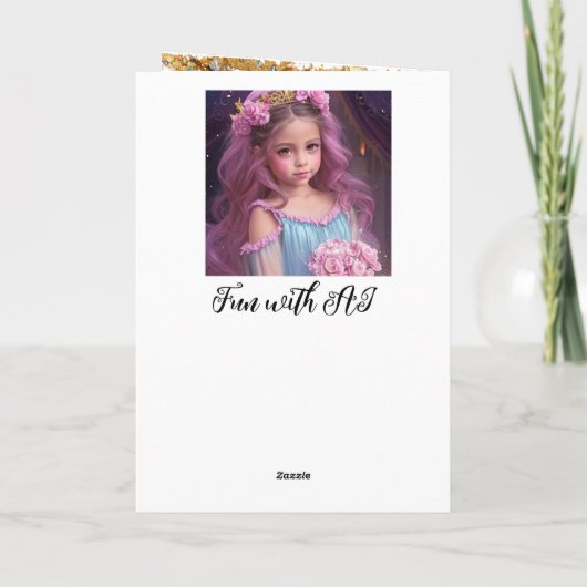 Hübsches kleines Mädchen mit rosa Rosen in ihrer H Karte (Rückseite)