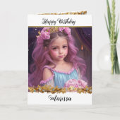 Hübsches kleines Mädchen mit rosa Rosen in ihrer H Karte (Vorderseite)