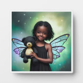 Hübsches kleines Mädchen mit Teddybär Fotoplatte (Vorderseite)