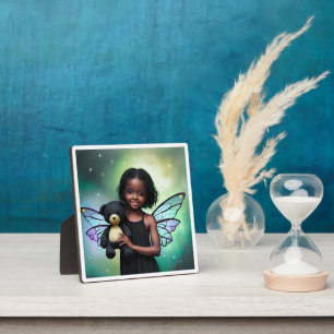 Hübsches kleines Mädchen mit Teddybär Fotoplatte