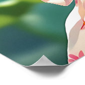 Hübsches kleines Mädchen riecht an einer rosa Rose Poster (Ecke)