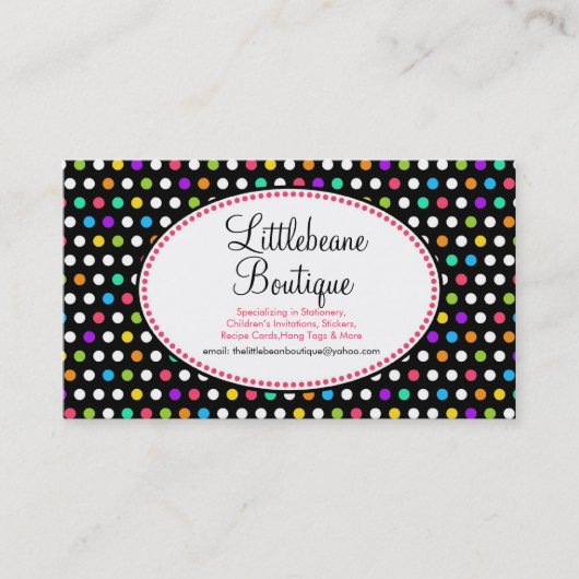 Hübsches kleines Polka-Punkt-Geschäfts-nennende Visitenkarte (Vorderseite)