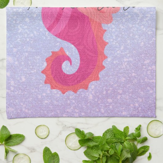 Hübsches kleines rosa Seepferd Geschirrtuch (Gefaltet)