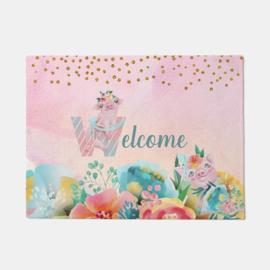 Hübsches kleines Schweinefleisch Kinderzimmer Fußmatte (Vorderseite)