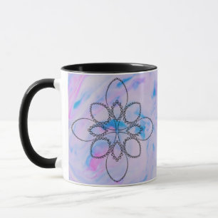 Hübsches Kreuz-Grafik Rosa Blaues Tie-Dye-Hintergr Tasse
