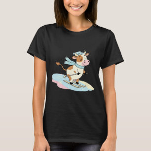 Hübsches Kuh-Ski-Schal Winteralpen-Schneeszene T-Shirt