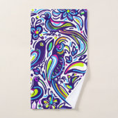 Hübsches künstlerisches Muster der Vögel Blau und Badhandtuch Set (Handtuch)