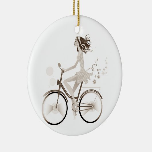 *HÜBSCHES LADY AUF EINER FAHRRAD*-WEIHNACHTVERANST KERAMIK ORNAMENT (Rechts)