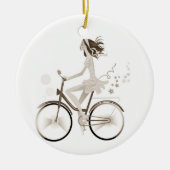 *HÜBSCHES LADY AUF EINER FAHRRAD*-WEIHNACHTVERANST KERAMIK ORNAMENT (Vorne)