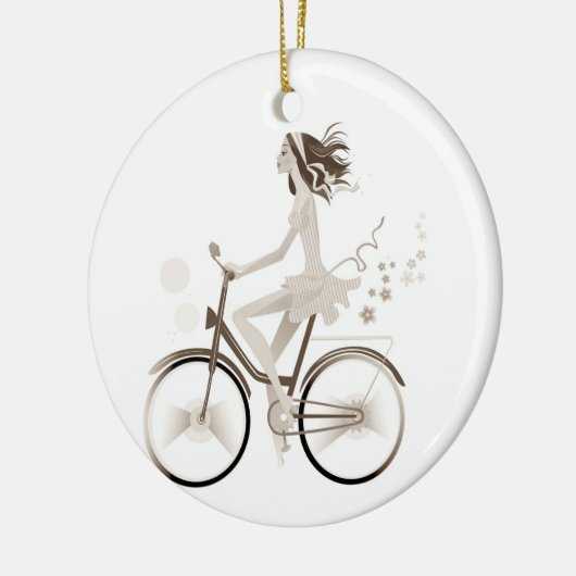 *HÜBSCHES LADY AUF EINER FAHRRAD*-WEIHNACHTVERANST KERAMIK ORNAMENT (Links)