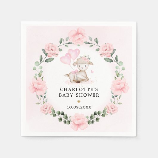 Hübsches Lamb Baby Pink Blumenspülung Favoriten Serviette (Vorderseite)