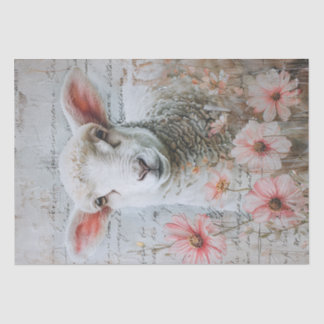 Hübsches Lamm Pink-Blume Skript-Decoupage Seidenpapier