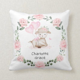 Hübsches Lamm Pink Blumengarten Baby Girl Kinderzi Kissen