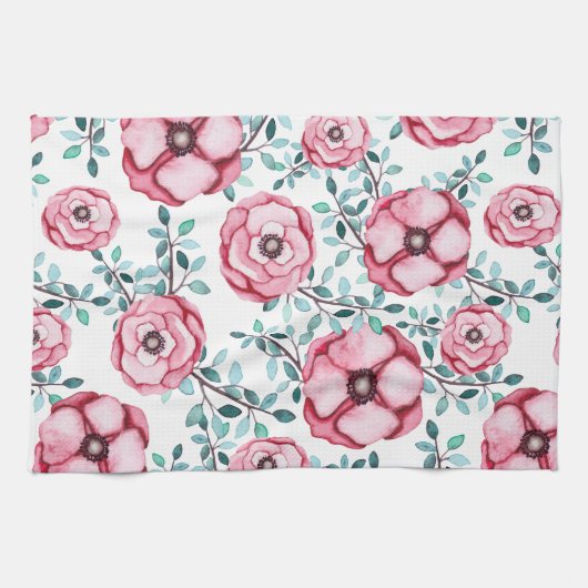 Hübsches Land Rustikal rosa Flora Geschirrtuch (Horizontal)