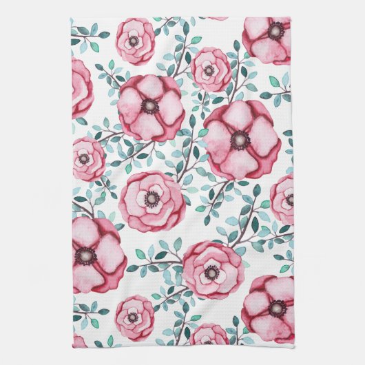 Hübsches Land Rustikal rosa Flora Geschirrtuch (Vertikal)