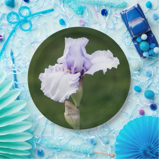 Hübsches Lavendel Iris Foto Pappteller (Party)
