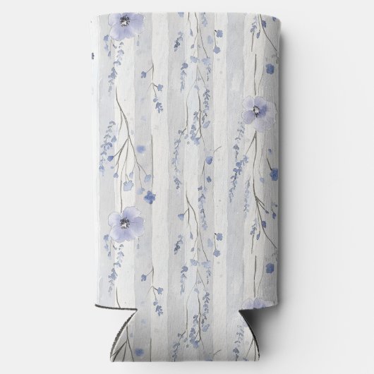 Hübsches Lavendel Weiße Streifen Blumenmuster Brau Selters Dosenkühler (Rückseite)