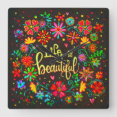 Hübsches Leben in Flora ist eine wunderschöne Insp Quadratische Wanduhr (Vorderseite)