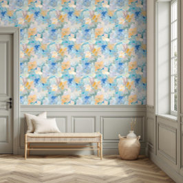 Hübsches, lebendiges, florales Wasser Blau & Gelb Tapete