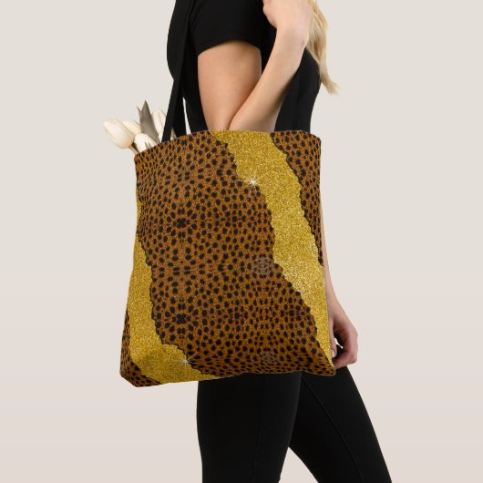 Hübsches Leder Cheetah Tierdruck mit Glitzer Tasche (Von Nahem)