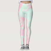 Hübsches, leicht grünes, rosa Swirbeldesign Leggings (Vorderseite)