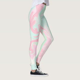 Hübsches, leicht grünes, rosa Swirbeldesign Leggings