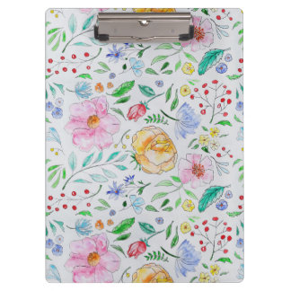 Hübsches, leichtes Aquarell-Blumen- und Knospenmus Klemmbrett