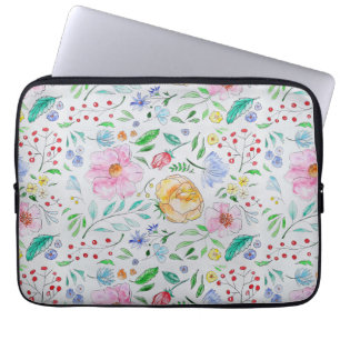 Hübsches, leichtes Aquarell-Blumen- und Knospenmus Laptopschutzhülle