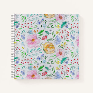 Hübsches, leichtes Aquarell-Blumen- und Knospenmus Notizblock