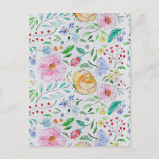 Hübsches, leichtes Aquarell-Blumen- und Knospenmus Postkarte