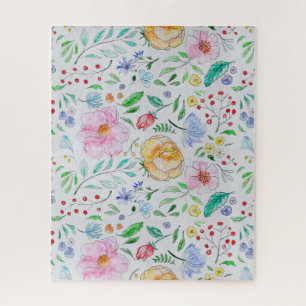 Hübsches, leichtes Aquarell-Blumen- und Knospenmus Puzzle