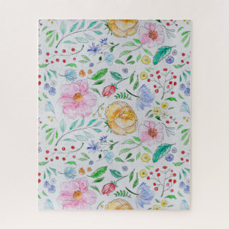 Hübsches, leichtes Aquarell-Blumen- und Knospenmus Puzzle