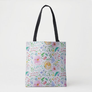 Hübsches, leichtes Aquarell-Blumen- und Knospenmus Tasche