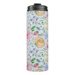 Hübsches, leichtes Aquarell-Blumen- und Knospenmus Thermosbecher