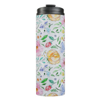 Hübsches, leichtes Aquarell-Blumen- und Knospenmus Thermosbecher