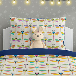 Hübsches Libellenmuster auf Creme Kissenbezug