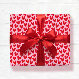 Hübsches Liebesherzmuster Rosa Rot Valentinstag Geschenkpapier