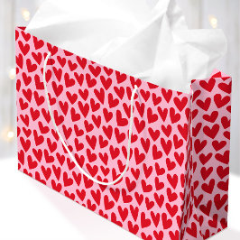 Hübsches Liebesherzmuster Rosa Rot Valentinstag Große Geschenktüte