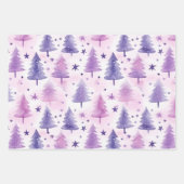 Hübsches Lila Baummuster Geschenkpapier Set (Vorderseite 2)