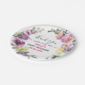 Hübsches Lila Blumenkraut Danke Kinderdusche Pappteller (Schrägansicht)