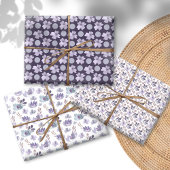 Hübsches Lila Blumenmuster Geschenkpapier Set