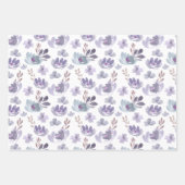 Hübsches Lila Blumenmuster Geschenkpapier Set (Vorderseite)