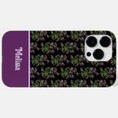 Hübsches lila Blumenmuster mit Monogramm Case-Mate iPhone Hülle (Rückseite (Horizontal))