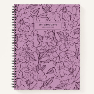 Hübsches Lila Blumenmuster Modernes Notebook Notizblock