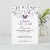 Hübsches Lila Butterfly-Brautparty Einladung (Stehend Vorderseite)